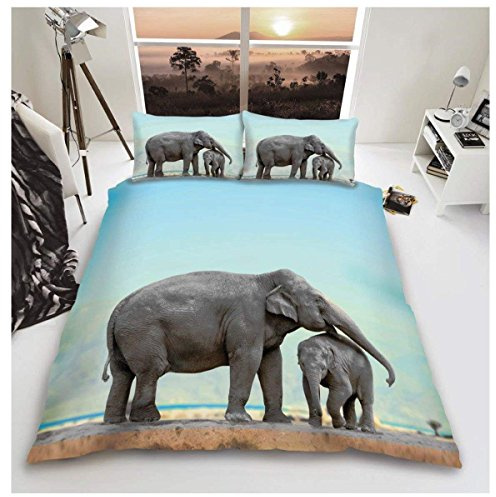 GC GAVENO CAVAILIA Wildlife Duvet Cover, 3D Animal Bedding Set, 3D Elephant, Double, 658948
