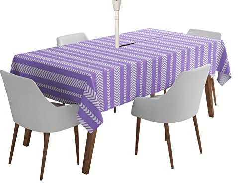 Vargottam Nappe Intérieure/Extérieure 58X58 Pouch Carré Nappe avec Trou De Protection Et Zip- Tissu De Table De Patio Étanche- Couvercles De Table pour Table De Jardin - Poussiéreux Violet