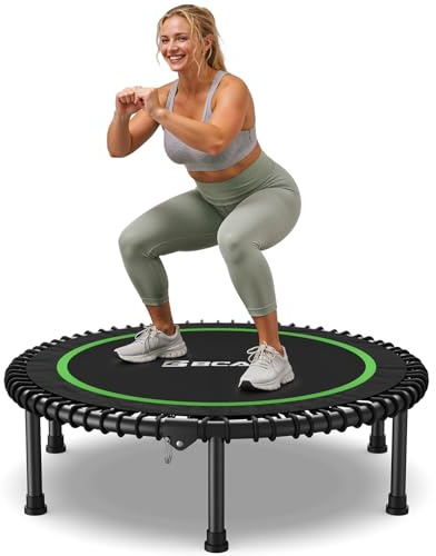 BCAN 40 Adult Fitness Trampoline with Durable Bungees, Stable & Quiet Exercise Rebounder,Great Mini Trampoline for Indoor/Garden Workout - Green