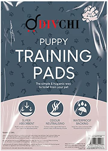 DIVCHI Puppy Training Pads | Large | Pack of 30 | Super Absorbent | 60 x 60cm | Odour Locking Triple Layer Protection Floor Toilet Mats with Odour Protection