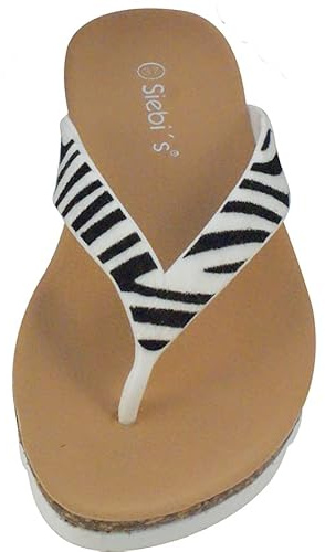 Siebi's Damen Luxus Strandschuhe Kenia Flip Zehengreifer: Größe: 40 | Farbe: Zebra