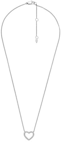 Fossil Sadie Damen-Edelstahl-Halskette mit Karabinerverschluss, Glänzendes Silber