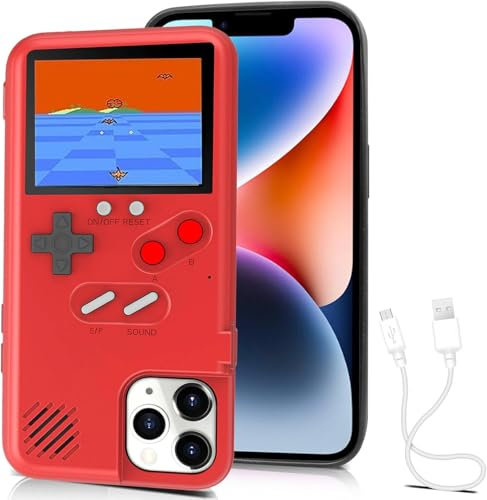 Chu9 Game Phone Case, 168 Built-in Small Video Games, Red, Compatible with iPhone 14 Pro