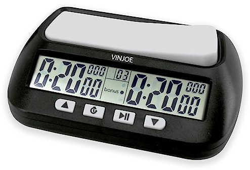 VINJOE Chess Clock Digital Chess Timer Professional for Board Games,Portable Digital Chess Clock & Game Timer with Basic,Bonus,Delay and Positive Time Features Best Gifts for Christmas(Without Battery