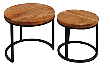 möbelando Satztisch Selma aus Massivholz Akazie in braun. Abmessungen (BxHxT) 50x45x50 cm