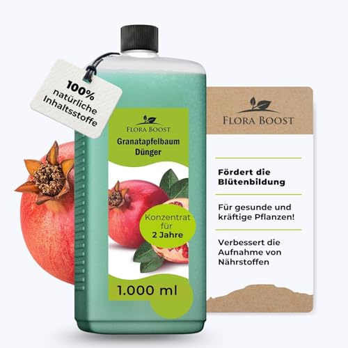 Flora Boost Granatapfelbaum Dünger 1L, Flüssigdünger | 100% natürlicher Pflanzendünger für bis zu 200L Gießwasser. Obstbaum Dünger für Granatapfel Pflanzen
