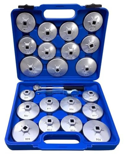 Shonee 23 Pcs Oil Filter Wrench Set, Aluminum Alloy Cup Type Oil Filter Socket Set, 1/2 Drive Oil Filter Removal Tool Kit, Oil Filter cap Wrench Set