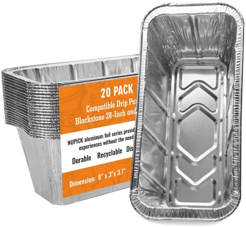 NUPICK 20 Pack Grease Cup Liners for Blackstone 17/28/36 Griddle, Drip Pan Liners for Blackstone 5017, Disposable Aluminum Foil Drip Pan Liner