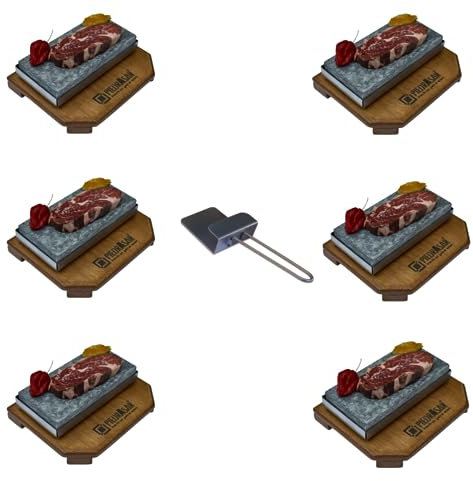Piedrasar Piedra Volcánica para Asar Carne Promo 6 unidades 10x20 personalizadas PC- Piedra para Cocinar de 10x20 cm, apat para horno, barbacoa, fuego directo y vitro