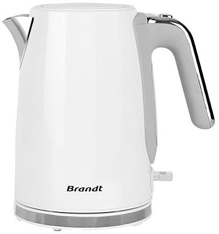 BRANDT- BO1703W - bouilloire - Capacité: 1,7L - Niveau d'eau visible et gradué - Socle à 360° - Filtre antitartre amovible et lavable - Enrouleur de câble - Puissance : 2200W - Blanc