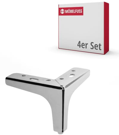 Gedotec Möbelfuß aus Metall | 4 Stück | STYG | Tischbein Chrom poliert | Füße für Möbel - Schutz vor Kratzern | Länge: 13,5 cm | Kommodenfüße - Schrankfuß - Möbelbein - Schrank-Beine | Moderner Stil