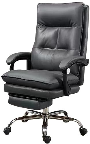 UsmAsk Chefbürostuhl mit Fußstütze und Verbindungsarmlehnen, 360° drehbarer Gaming-Stuhl, ergonomischer Computer-Schreibtischstuhl mit Liegefunktion, für das Heimbüro, Bernstein (Grau)