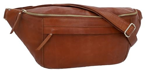 Gusti Gürteltasche Leder- Esben Damen und Herren Bauchtasche Hüfttasche Festivaltasche Handtasche Leder Braun