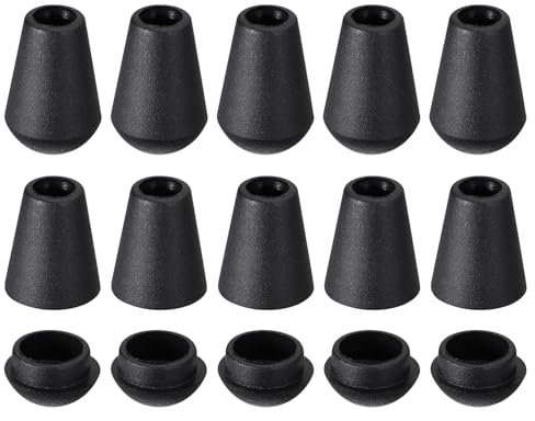 sourcing map 20Pcs Bell End Stoppers Plastic Cord Rope End Lock Rope Fasteners Toggle Clip with Lid for Drawstring Lanyard Backpack, Black