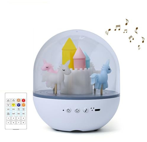 Ruiqas Nachtlicht Projektor Karussell Kinderzimmer Licht Karussell Spieluhr mit Bluetooth Lautsprecher für Geburtstag Weihnachten Geschenk