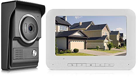 HUIOP Videocitofono Campanello videocitofono da 7 Pollici Kit Schermo a Colori TFT-LCD 1 Monitor Interno 1 Supporto Telecamera Esterna Monitor di sblocco Impermeabile per Appartamento casa,Telecamera
