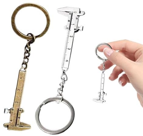 SnugZest 2 PCS Mini Tool Keychain Vernier Caliper Key Chain Key Ring Pocket Tool Set, Camping Gadget Keychain Outdoor Tool Gadget Multitool Gift for Friends(COLOR:Silver,Copper)