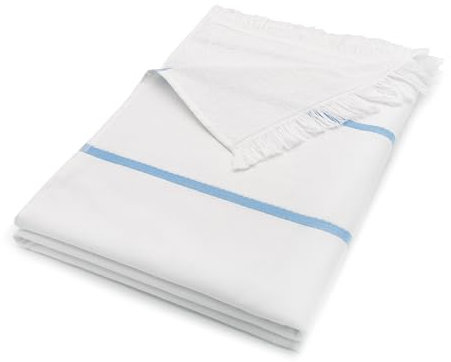 ZOLLNER Strandtuch - hautfreundliches und weiches Hamamtuch in 90x160 cm - waschbar bis 60°C - Baumwolle - sommerliches Design mit schmalen blauen Streifen - Oeko Tex® Zertifiziert
