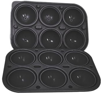 Mini Ice Cube Trays, Silicone Ice Ball Maker 6 Sphere Ice Cube Moulds for Freezer, Whisky, Cocktails, Drinks - Black