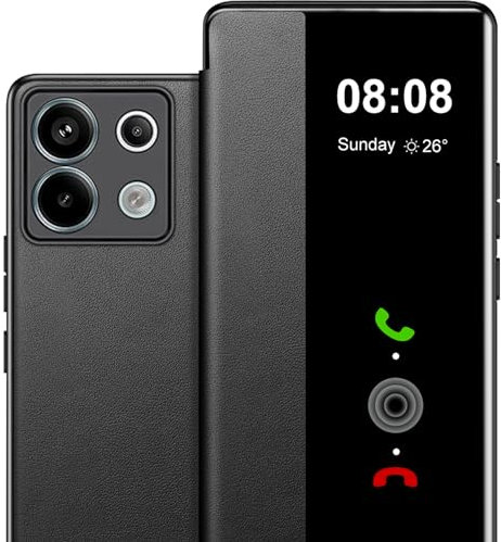 Handyhülle für Xiaomi Redmi Note 13 Pro 5G Hülle S View, Clear View Flip Leder für Xiaomi Redmi Note 13 Pro 5G Hülle, Extra-Dünn Stoßfest Kratzfest Cover Case für Note 13Pro 5G Tasche Clear S View