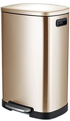MPOPO Cubo de basura de cocina Cubo de basura de acero inoxidable de gran capacidad de 50 l oficina hogar cocina exterior interior tipo de pie clasificable decoración de la habitación (Color: dorado)