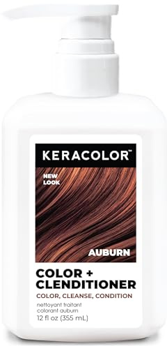 Keracolor Color + Clenditioner 3-in-1 Color-Depositing Conditioner, Gently Cleanses & Conditions, Semi-Permanent Auburn Hair Color, 12 Fl Oz