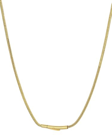 FOCALOOK Edelstahl Schlangenkette 2mm rund Schlangen Kette ohne Ahänger Damen Herren Panzerkette Silber/Gold/Schwarz Rattenschwanz Kette 40/45/50/55/60/65/70/75cm lang mit Drehverschluss