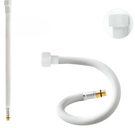 LAXARA DVGW Premium farbiger Flexschlauch schwarz und weiß 3/8 Zoll bis 1/2 Zoll Überwurfmutter x M10 Außengewinde in auswählbaren Stilen (3/8 Zoll Weiß | Weiß Matt, 30 cm)