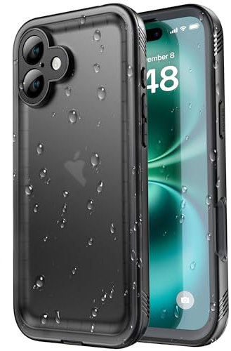 SPORTLINK for iPhone 16 Waterproof Case - Shockproof Heavy Duty Front and Back Cover [Built in Screen/Camera Protector] 360 Full Body Protective [Dustproof][IP68 Underwater] Military Bumper-6.1 Black