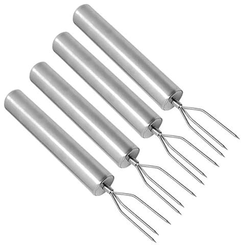 Gabel mit 3 Zinken, aus rostfreiem Edelstahl 430, wiederverwendbar als Maisspieß, Schälhilfe 4 Stück