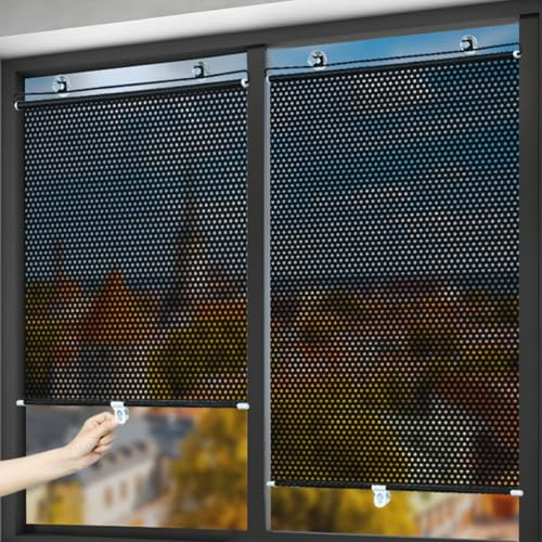 jiajulashou123 Saugnapf Rollo Sonnenschutz Rollos Mit Saugnäpfen Verdunkelungsrollo Fenster Rollo Temporäre Jalousien Einziehbarer Balkon Sonnenschutz Ohne Bohren für Küche,Auto (58x125cm)