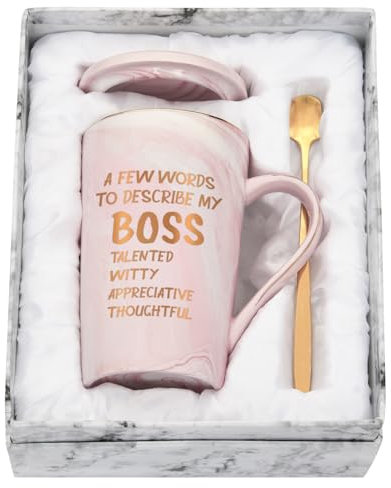 Joymaking Funny Mug for Boss Gifts - A Few Words to Describe My Boss - 14Oz Pink