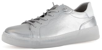 Gabor Damen Low-Top Sneaker, Frauen Halbschuhe,schnürschuhe,schnürer,straßenschuhe,Strassenschuhe,Sportschuhe,Silber/Weiss,38 EU / 5 UK