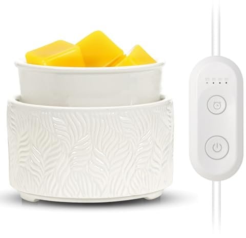 Wax Melt Burner Candle Warmer - Ceramic Wax Burner Electric 4-in-1 Candle Warmer Melter with Timer Auto Shut Off for Aromatherapy Home Office Bedroom Decor Gifts