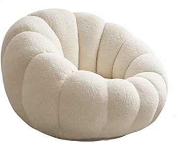 faules Sofa Bett Lazy Sofa Kürbis-Stuhl, Tatami-Einzel-Lamm-Samt-Drehsofa-Stuhl, weißer süßer Schlafzimmer-Balkon-Freizeit-Kleiner Sofa-Stuhl.(White)