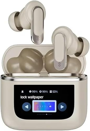 iZAD Bluetooth Kopfhörer Touch-Screen mit ANC+ENC-Ohrhörer mit Bildschirm -Geräuschunterdrückung (Gold)