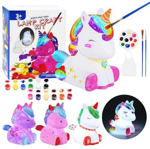 LEADSTAR Unicornios Kit de Pintura Lámpara Para Niñas Regalos Cumpleaños Niños 6-8-10-12 Años, Luz Nocturna de Unicornio 3D, Arte Kits Manualidades Niñas, Juegos y Juguetes de Pintura para Niños 4-12