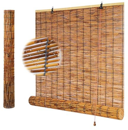 Tende Veneziane Per Esterni Interni Tapparella Bamboo Da Esterno Cortina Di Bambù Impermeabili Privacy 65 80 90 100 120 130 140 150 160 170 180cm Tenda a Rullo in Bambù Per Giardino Portico Anti-UV