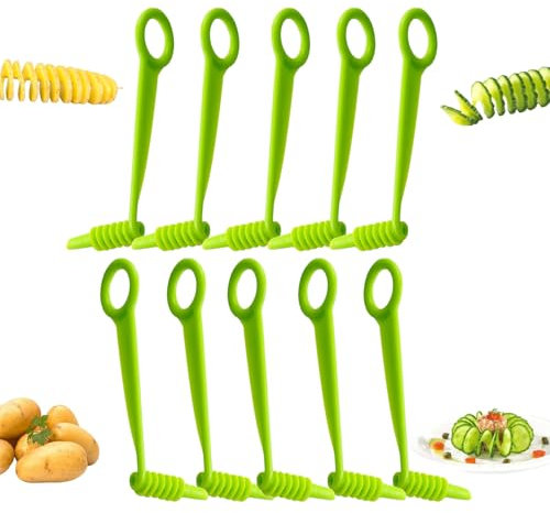 10 PCS Piranha Spiral Cutter Set, Multi-Functional Kitchen Tool with Safety Handle, Stainless Steel Vegetable Spiralizer for Zucchini, Carrots and Cucumbers, Perfect for Healthy Meals and Home Chefs