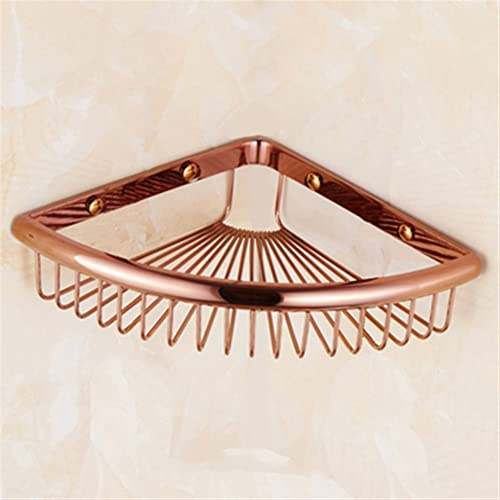 Shower Caddy,Shelves Corner Bathroom Shelfs Crystal Brass Storage Rack Holder Corner Bathroom Wall Mounted Kitchen Shelf/1 Layer Rose Gold