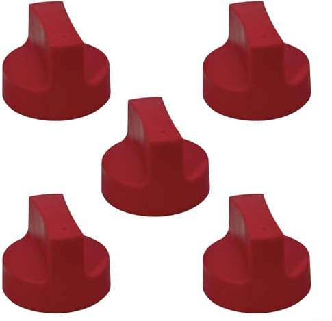BlesConi Gasherd-Einstellknopf-Ersatz-Set, 50 mm Durchmesser, BBQ-Grill-Temperatur-Einstellräder mit 8 mm Einsatz, Küchen-Herd-Teile, 5 Stück (rot)