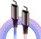 2PCS RGB Luminoso Cavo da USB-C a USB-C 1M, Cavo di Ricarica Rapida PD Type C to Type C con Effetto LED RGB, Cavo per Trasferimento Dati 480Mbps Compatibile con iPhone 16 15 Pro Max S24 Ultra S23