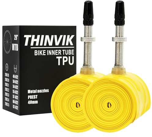 Thinvik Cámaras de Aire TPU - Válvula Presta Metálica 40/60/80mm para Bicicleta de Carretera, MTB y Gravel 700x18-32c/33-50c/29/27.5 - 2 Unidades (1 Par)