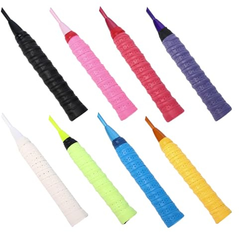 8-Stück Badminton Griffband,110CM Griffband Badmintonschläger Selbstklebend Badminton Tennisschläger Griffband Squashschläger Tischtennis Hockeyschläger Griffbänder Mehrfarbig Accessories Griffbänder