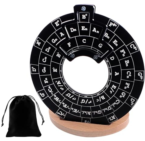 Raypontia Melodie-Werkzeug aus Aluminiumlegierung, Akkordrad, Gitarren-Musiktheorie-Disc, Quintenkreise | Akkordrad-Gitarren-Musiktheorie-Scheibe mit Ständerhalter - Präzises Werkzeug für