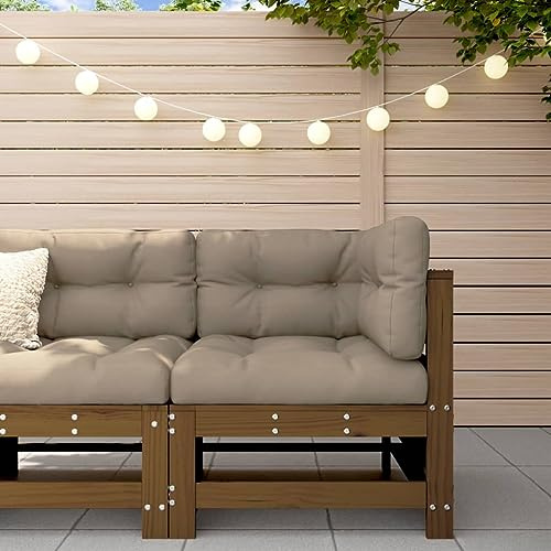 QJBSAVVA Garten Ecksofa Honigbraun 63,5x63,5x60 cm aus massivem Kiefernholz Latten Design Outdoor Balkon Lounge Couch modular erweiterbar Robustes Holzmöbel für Garten Terrasse kleine Balkone
