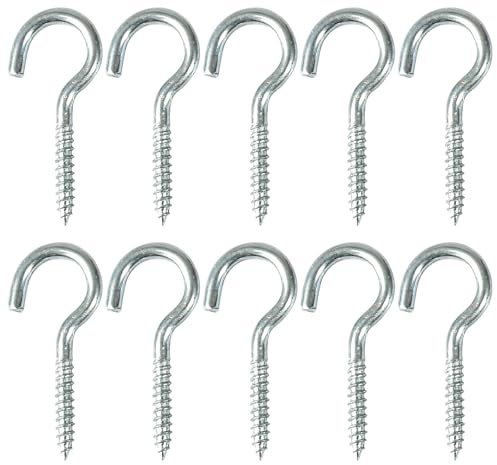 ChainYao Heavy-Duty Stainless Steel Screw Hooks, Pack of 10, 50mm (2 Inch) Ceiling & Wall Hooks for Hanging Plants, Curtains, Lights, Decoration - Secure Screw-in Hooks for Indoor/Outdoor Use