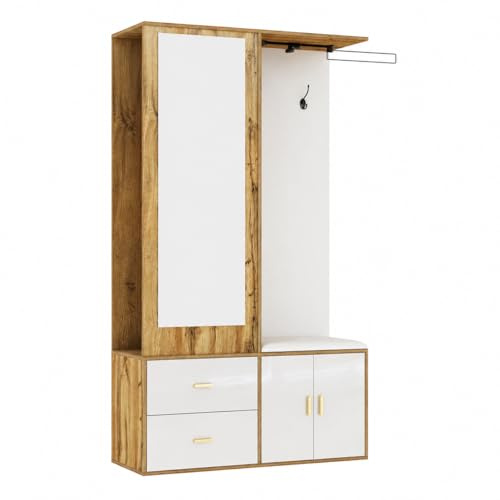 muenfly Ensemble d'armoire de Couloir en Bois Blanc