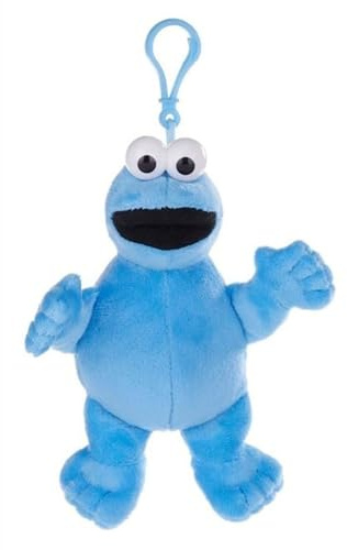 ware-direkt Sesamstraße Schlüsselanhänger aus Plüsch 15–20 cm mit Clip – Accessoire für Taschen & Rucksäcke, Elmo, Krümelmonster & weitere (Krümelmonster (17 cm))