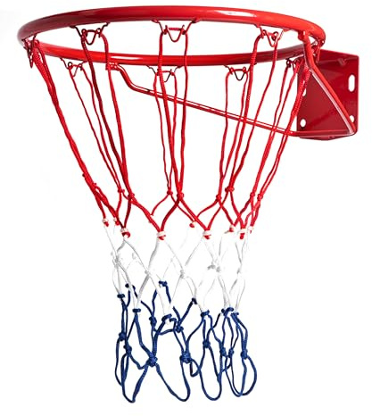 Basketballkorb Indoor & Outdoor mit Netz – Robuster Basketball Ring zur Wandmontage, wetterfest Hangring für Kinder & Erwachsene (37cm)